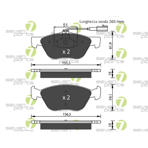Bremsbelagsatz Scheibenbremse 7 Seven Parts SVP17542 f&uuml;r Alfa Romeo Lancia