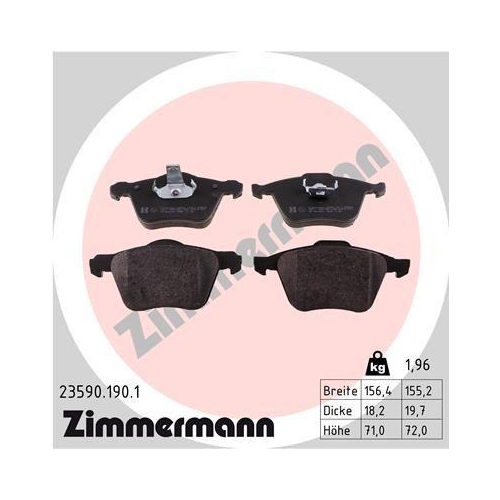 Bremsbelagsatz Scheibenbremse Zimmermann 23590.190.1 f&uuml;r Volvo Volvo Asia