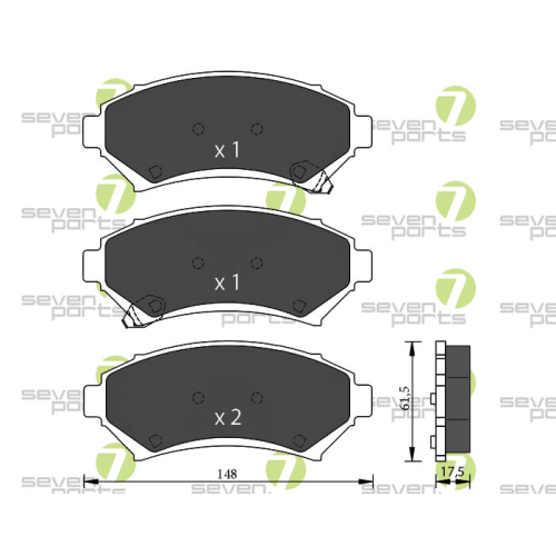 Bremsbelagsatz Scheibenbremse 7 Seven Parts SVP19980 f&uuml;r Opel 1. Vorderachse