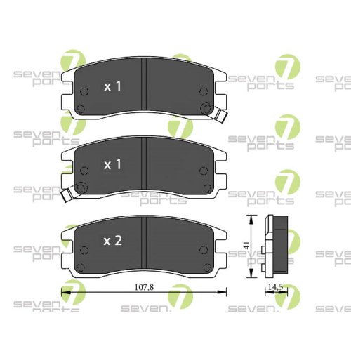 Bremsbelagsatz Scheibenbremse 7 Seven Parts SVP19990 für Opel 1. Hinterachse