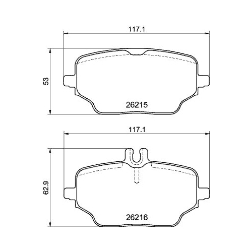Bremsbelagsatz Scheibenbremse Hella 8DB 355 040-331 f&uuml;r Mercedes Benz