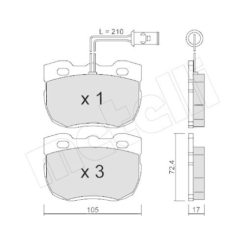 Bremsbelagsatz Scheibenbremse Metelli 22-0177-0 f&uuml;r Land Rover Vorderachse