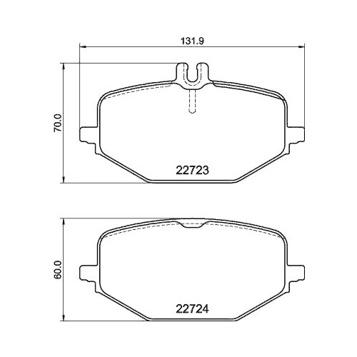 Bremsbelagsatz Scheibenbremse Hella 8DB 355 040-691 f&uuml;r Mercedes Benz Amc