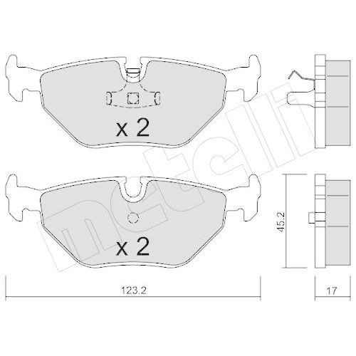 Brake Pad Set Disc Brake Metelli 22-0180-0 for Bmw Rear Axle