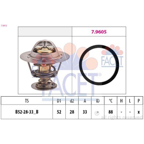Thermostat K&uuml;hlmittel Facet 7.8412 Made In Italy - Oe Equivalent f&uuml;r Citro&euml;n