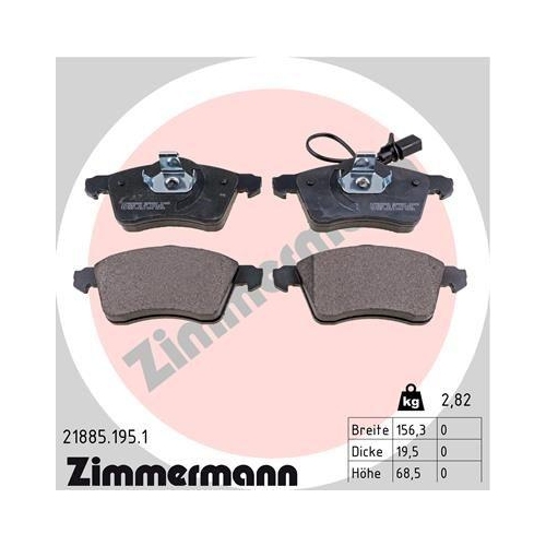 Bremsbelagsatz Scheibenbremse Zimmermann 21885.195.1 f&uuml;r Vag Vorderachse