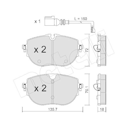 Bremsbelagsatz Scheibenbremse Metelli 22-1321-0 f&uuml;r VW Vorderachse
