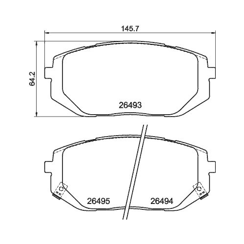 Bremsbelagsatz Scheibenbremse Hella 8DB 355 043-641 f&uuml;r Hyundai Kia Amc