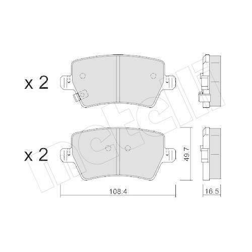 Bremsbelagsatz Scheibenbremse Metelli 22-1287-0 f&uuml;r DR Hinterachse