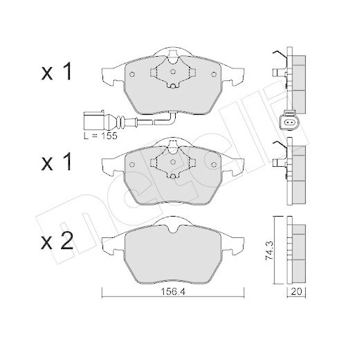 Bremsbelagsatz Scheibenbremse Metelli 22-0181-4 f&uuml;r Audi Seat Skoda VW