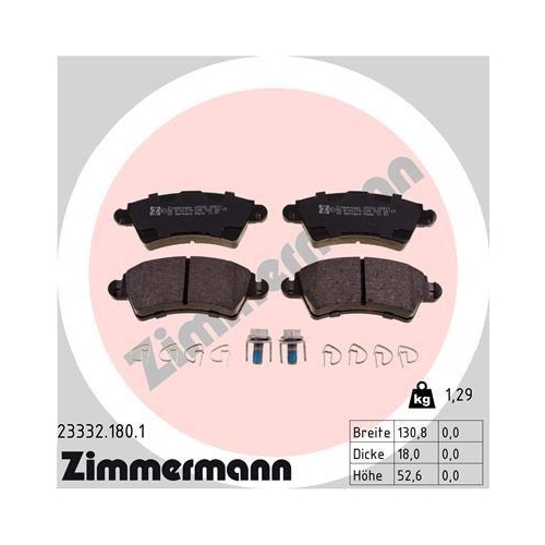 Brake Pad Set Disc Brake Zimmermann 23332.180.1 for Citro&euml;n/peugeot Front Axle