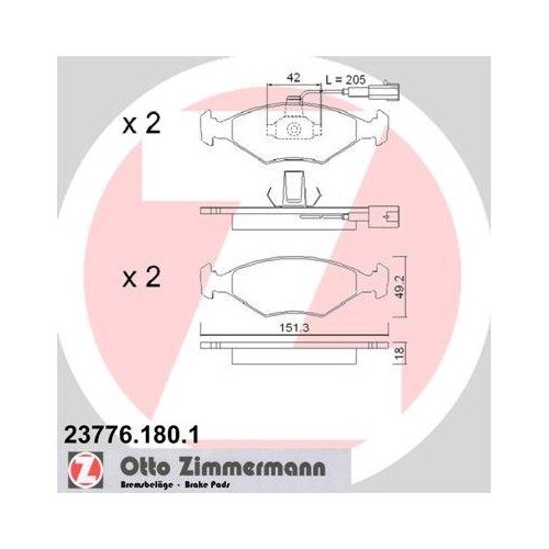 Bremsbelagsatz Scheibenbremse Zimmermann 23776.180.1 f&uuml;r Fiat