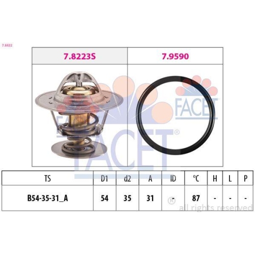 Thermostat Coolant Facet 7.8432 Made In Italy - Oe Equivalent for Audi Seat VW