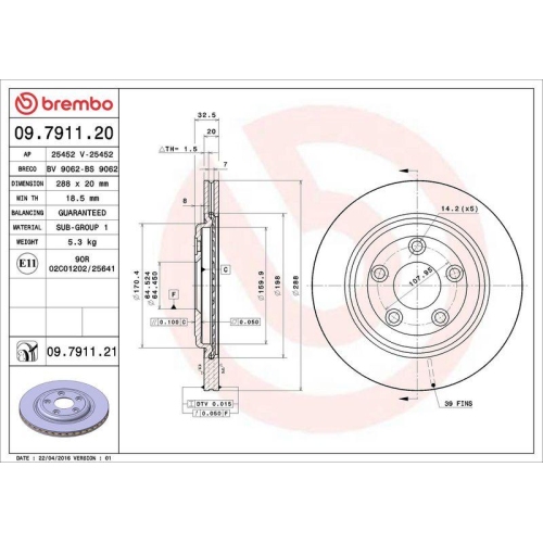 2X Brembo Bremsscheibe Prime Line - Uv Coated f&uuml;r Daimler Jaguar
