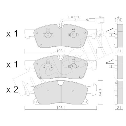 Bremsbelagsatz Scheibenbremse Metelli 22-0927-5 f&uuml;r Maserati Vorderachse