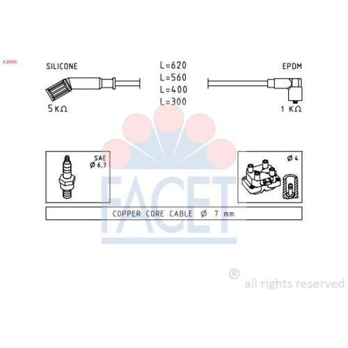 Zündleitungssatz Facet 4.8694 Made In Italy - Oe Equivalent für Fiat Lancia