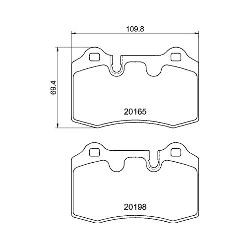Bremsbelagsatz Scheibenbremse Hella 8DB 355 015-881 f&uuml;r Aston Martin Hinterachse