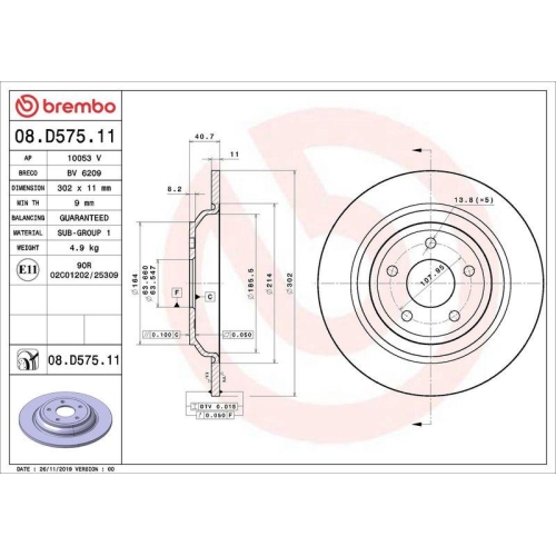 2X Brembo Bremsscheibe Hinterachse Prime Line - Uv Coated f&uuml;r Ford