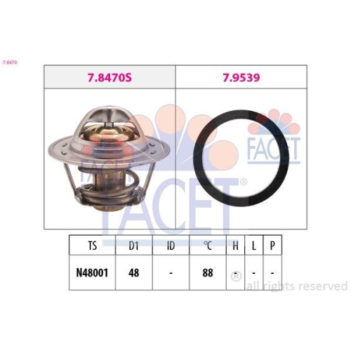 Thermostat K&uuml;hlmittel Facet 7.8470 Made In Italy - Oe Equivalent f&uuml;r Ford