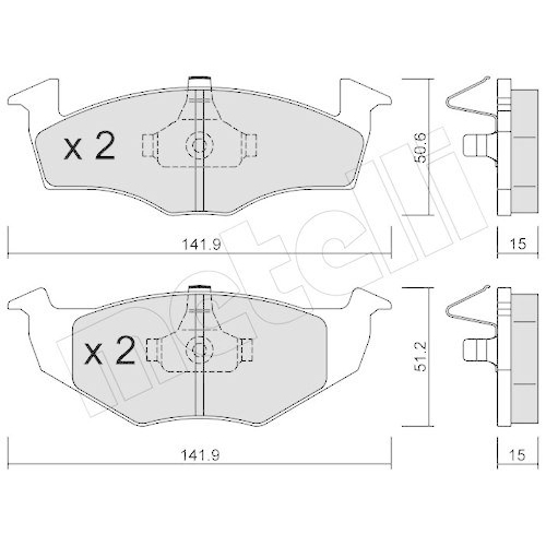 Bremsbelagsatz Scheibenbremse Metelli 22-0206-2 f&uuml;r Seat VW Vorderachse