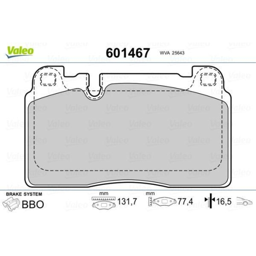Bremsbelagsatz Scheibenbremse Valeo 601467 f&uuml;r Audi Porsche Vorderachse