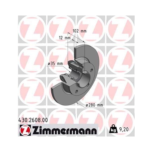 Brake Disc Zimmermann 430.2608.00 for Nissan Opel Renault General Motors