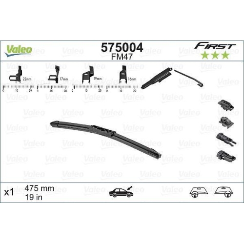 Wischblatt Valeo 575004 First Multiconnection für Ford Opel VW Beifahrerseitig