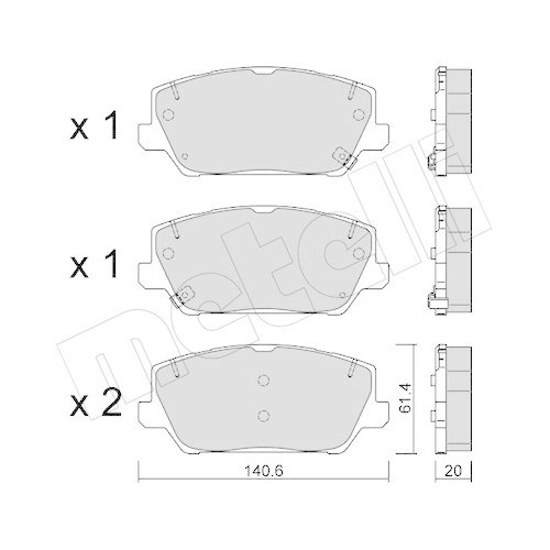Bremsbelagsatz Scheibenbremse Metelli 22-1241-0 f&uuml;r Hyundai Kia Vorderachse