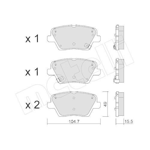 Bremsbelagsatz Scheibenbremse Metelli 22-1243-0 f&uuml;r Hyundai Kia Hinterachse
