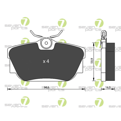 Bremsbelagsatz Scheibenbremse 7 Seven Parts SVP21650 f&uuml;r Audi Seat Skoda Vag VW