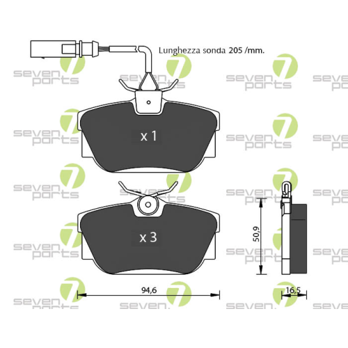 Bremsbelagsatz Scheibenbremse 7 Seven Parts SVP21652 f&uuml;r Audi Seat Skoda Vag VW