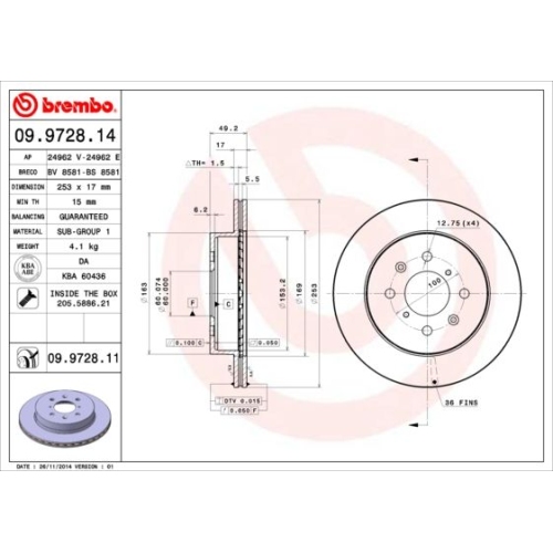 2X Brembo Bremsscheibe Prime Line f&uuml;r Opel Subaru Suzuki Vauxhall