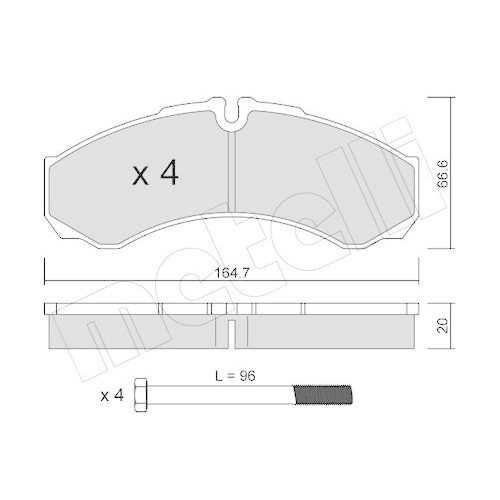 Bremsbelagsatz Scheibenbremse Metelli 22-0212-0 für Iveco Hinterachse
