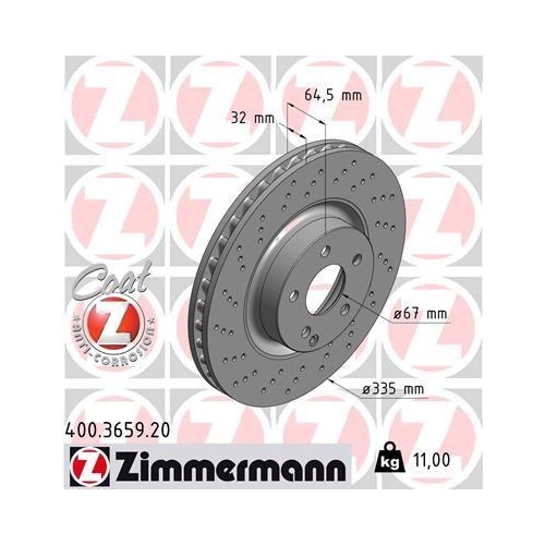 Bremsscheibe Zimmermann 400.3659.20 Coat Z f&uuml;r Mercedes Benz Mercedes Benz
