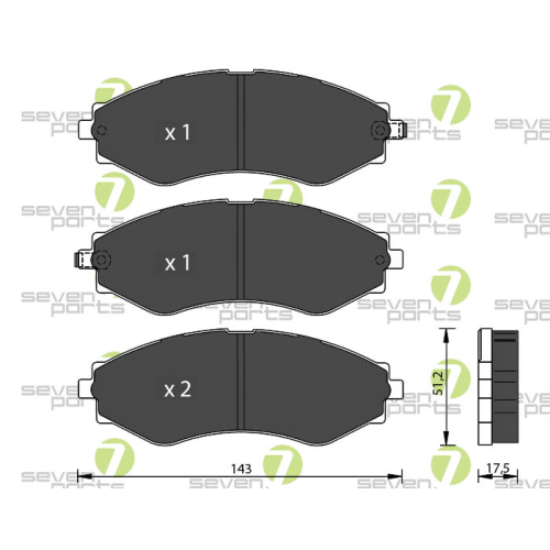 Bremsbelagsatz Scheibenbremse 7 Seven Parts SVP20550 f&uuml;r Chevrolet Daewoo