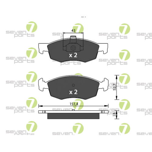 Bremsbelagsatz Scheibenbremse 7 Seven Parts SVP20560 f&uuml;r Abarth Alfa Romeo Fiat
