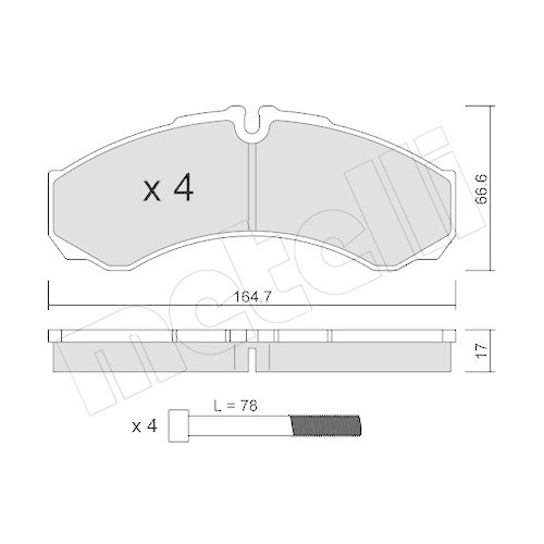 Bremsbelagsatz Scheibenbremse Metelli 22-0212-3 f&uuml;r Iveco Vorderachse