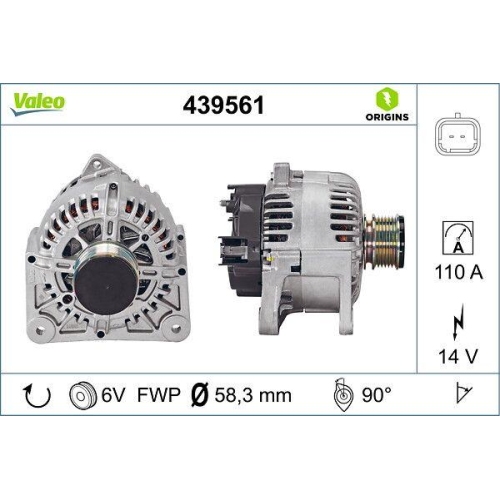 Generator Valeo 439561 Valeo Origins New Oe Technologie f&uuml;r Nissan Renault Dacia
