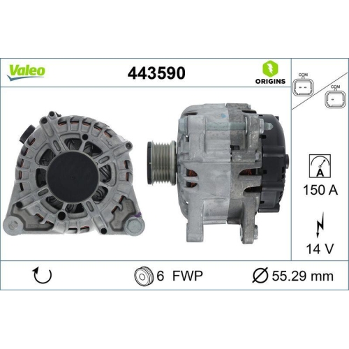 Generator Valeo 443590 Valeo Origins New Oe Technologie f&uuml;r Citro&euml;n Opel Peugeot