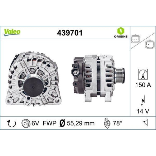Generator Valeo 439701 Valeo Origins New Oe Technologie f&uuml;r Citro&euml;n Fiat Peugeot