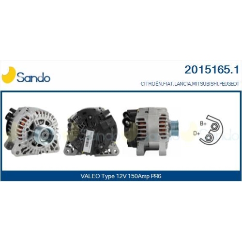 Generator Sando 2015165.1 f&uuml;r Fiat Mitsubishi Citro&euml;n/peugeot