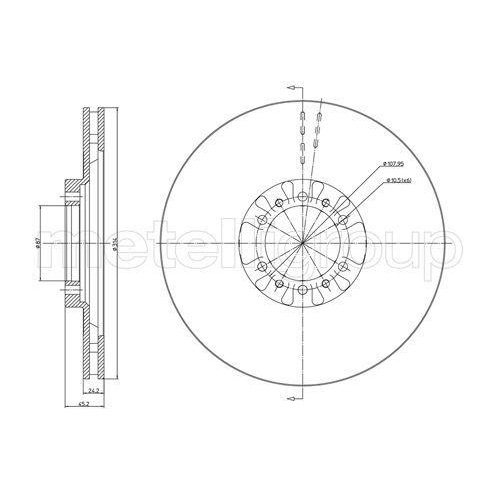 Bremsscheibe Metelli 23-0709 f&uuml;r Mitsubishi Vorderachse