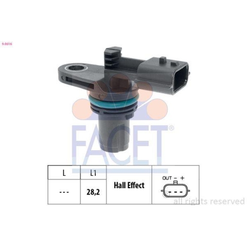 Sensor Nockenwellenposition Facet 9.0616 Made In Italy - Oe Equivalent f&uuml;r Fiat