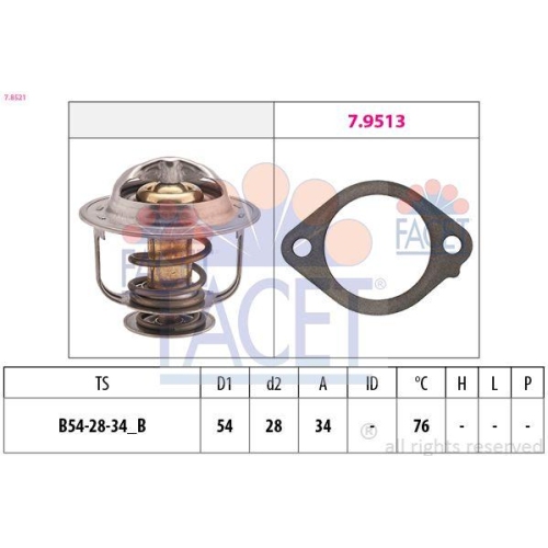 Thermostat K&uuml;hlmittel Facet 7.8521 Made In Italy - Oe Equivalent f&uuml;r Mitsubishi