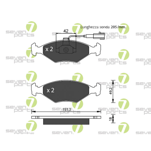 Bremsbelagsatz Scheibenbremse 7 Seven Parts SVP20764 f&uuml;r Fiat 1. Vorderachse