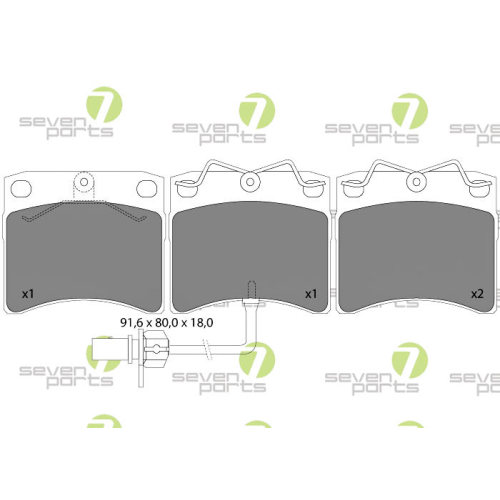 Bremsbelagsatz Scheibenbremse 7 Seven Parts SVP15542 f&uuml;r Audi Seat Skoda Vag VW