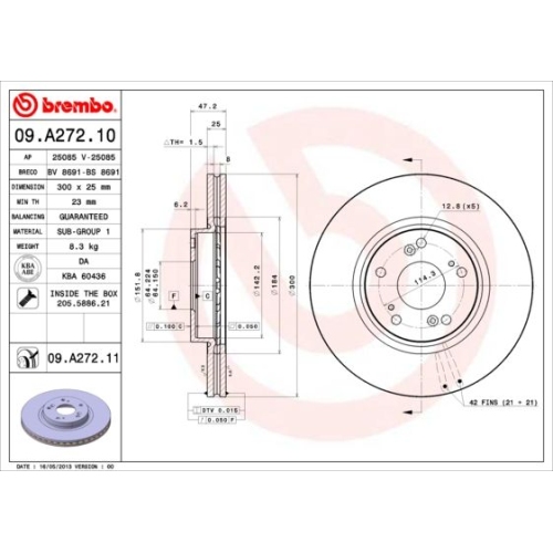 2X Brembo Bremsscheibe Vorderachse Prime Line f&uuml;r Honda