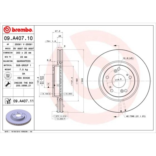 2X Brembo Bremsscheibe Vorderachse Prime Line f&uuml;r Honda Acura