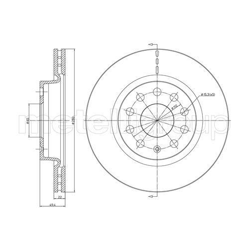 Bremsscheibe Metelli 23-0733C f&uuml;r Audi Seat Skoda VW Vorderachse