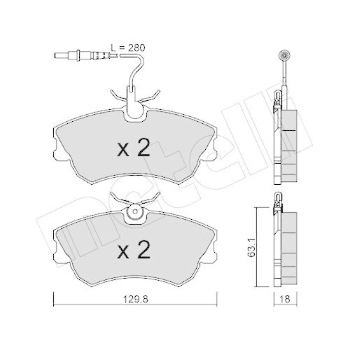 Brake Pad Set Disc Brake Metelli 22-0222-0 for Renault Front Axle